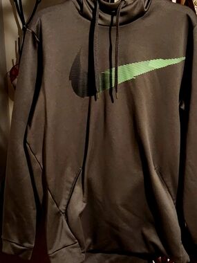 Nike Men’s Black Turtleneck Sweater with Green Swoosh